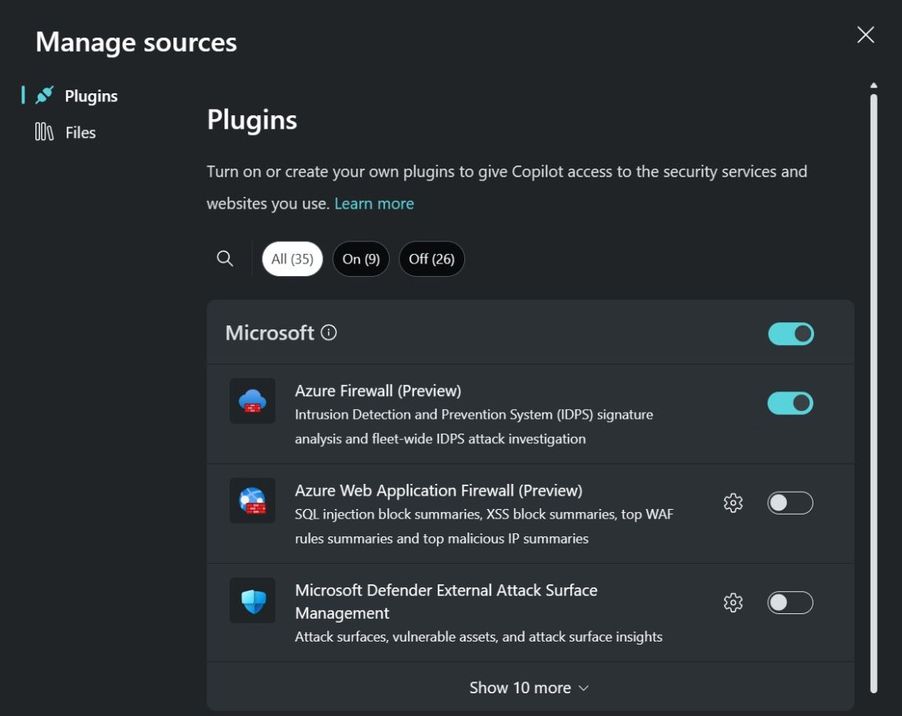 Figure 2: The Azure Firewall plugin enabled in the Copilot for Security standalone experience