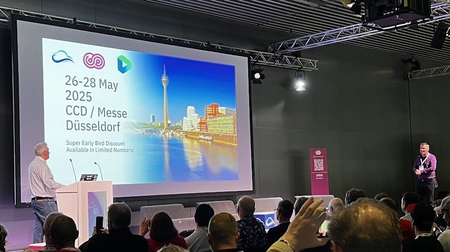 Brett Lonsdale (left) and Adis Jugo (right) – two of the key organizers of the event – announce ECS 2025 | May 26-28 in Düsseldorf, Germany.
