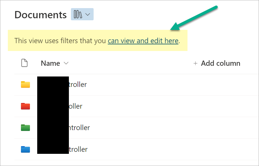 Library View showing link to edit filters in library view settings ...