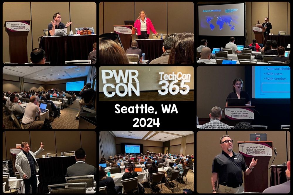 Collage: Several photos throughout the event from the breakout sessions.