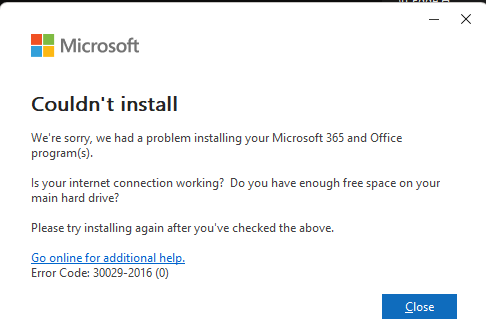 Setup error installation Office 365 | Microsoft Community Hub