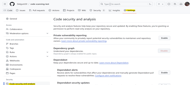 GitHub Code scanning setup 01.png