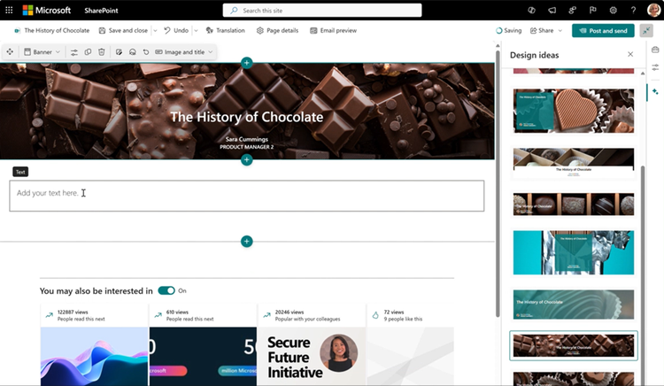 Introducing SharePoint design ideas | Microsoft Community Hub