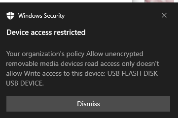 Figure 5: Notification to the device-owner
