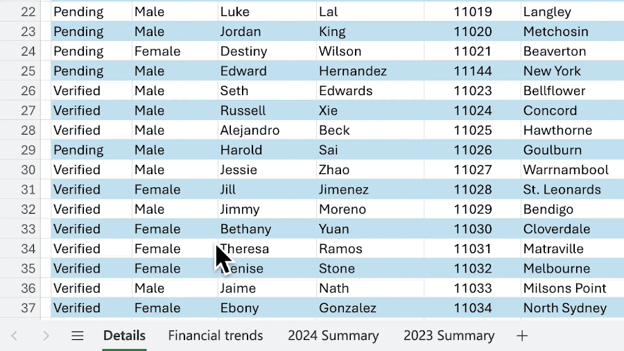 Easily rename sheets