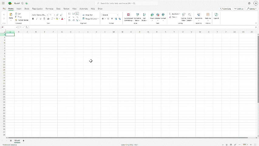Create from Excel for the web