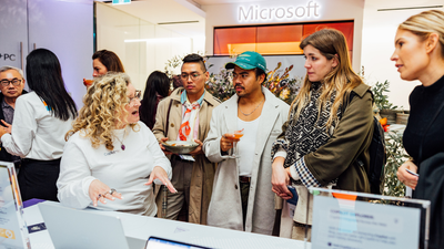 Kirsty McGrath showcases Copilot+ PC to guests at the Microsoft Experience Centre, Sydney.