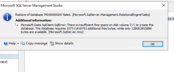 .BAK file restore in SSMS | Microsoft Community Hub