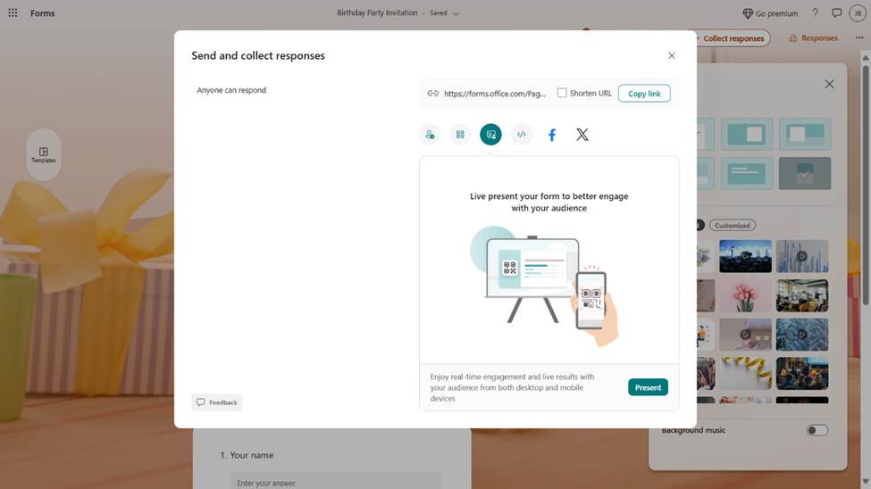 Live present in distribution interface