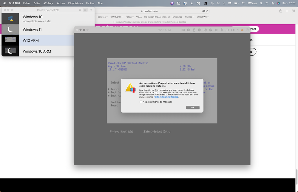 No operating system is installed in this virtuele machine. To install an OS connect a source aver the files installation files. For example, a CD, a USB key or an and reinitialize the virtual machine.