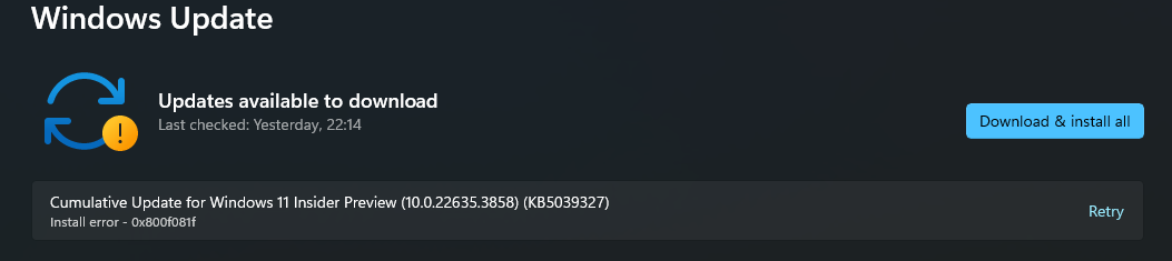 Update failing | Microsoft Community Hub