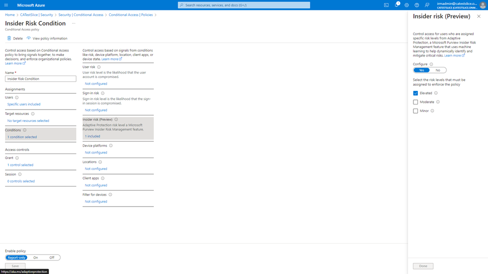 Figure 1: New ‘insider risk’ condition in Conditional Access