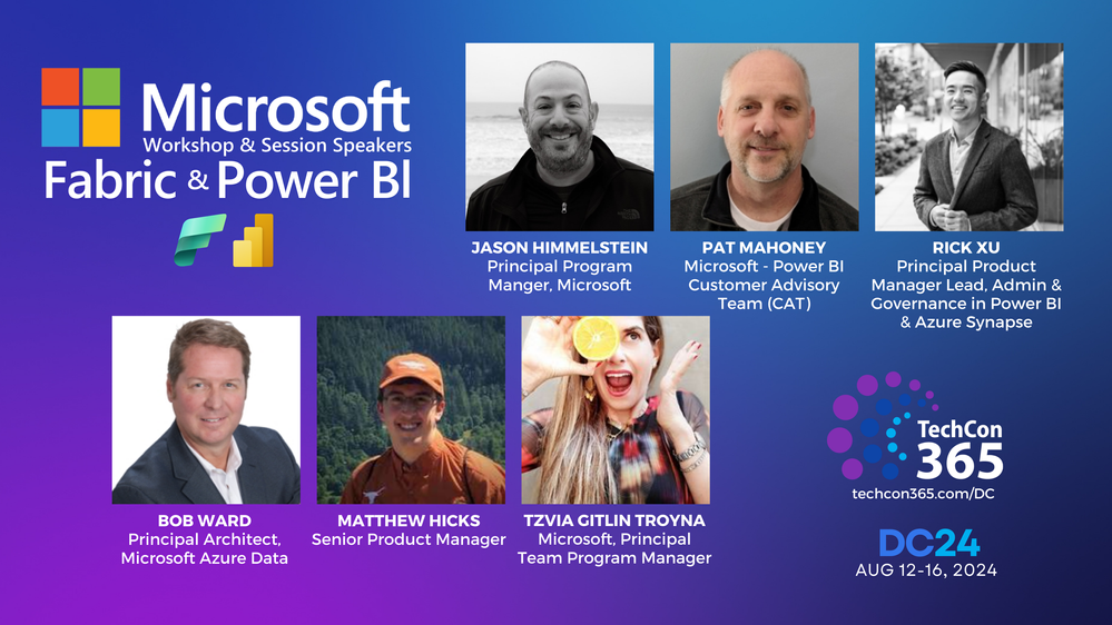 A subset of Microsoft speakers who will present content on Microsoft Fabric and Power BI.