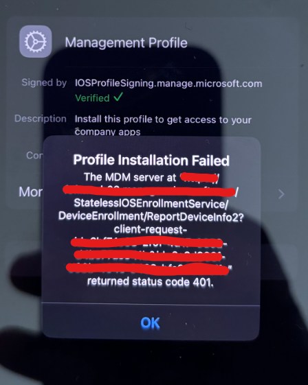 Profile Installation Failed | Microsoft Community Hub