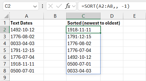 Sort Date Strings