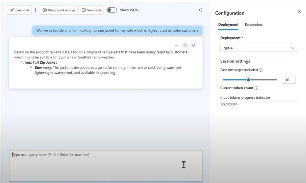 Test the solution in the Azure OpenAI Studio playground.png