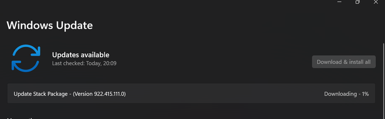 Update Stack Package - (Version 922.415.111.0) | Microsoft Community Hub