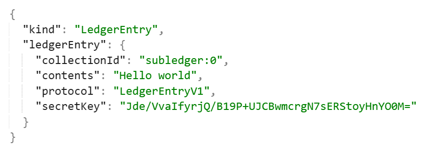 Figure 2 - Example of an application claim attached to a write receipt response payload.