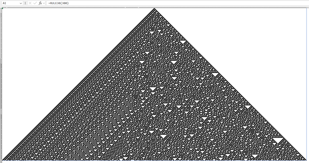 Wolfram's Rule 30 (first 300 steps)