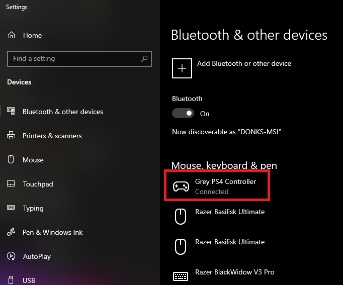 Highlight of the name changed for a PS4 controller.