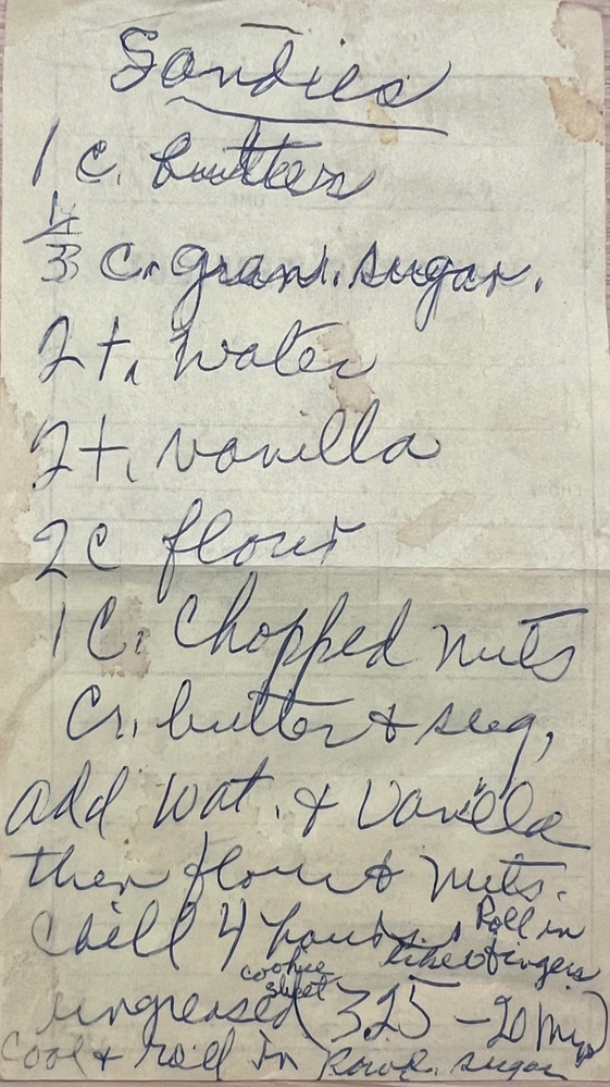 Figure 2. Recipe handwritten in cursive