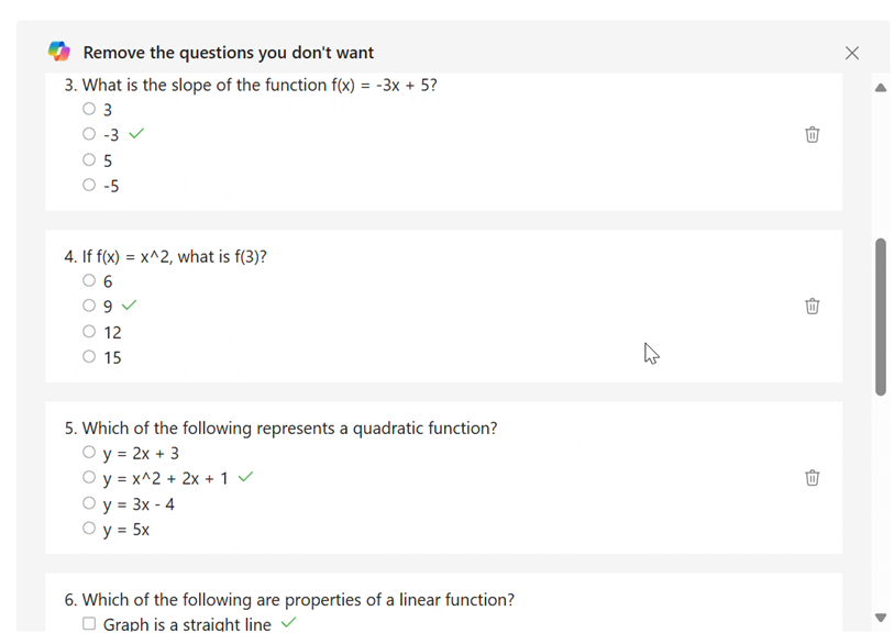 Correct answers for each question