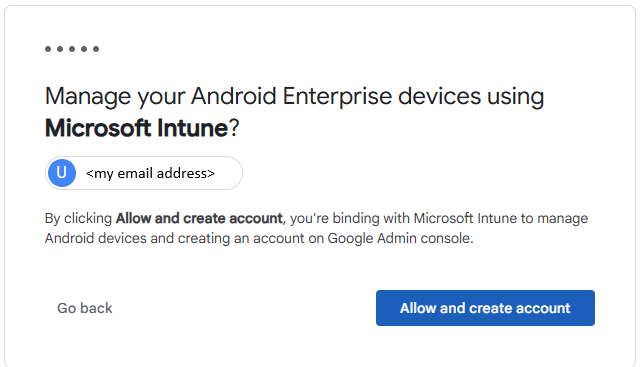 Figure 2: To complete the account creation, you will need to select 'Allow and create account'.