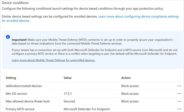 Using Device conditions in Intune to define that devices meet minimum security requirements before accessing Windows 365