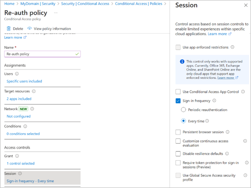How to configure faster re-authentication for Windows 365 Cloud PCs using Conditional Access policies via the Intune admin center