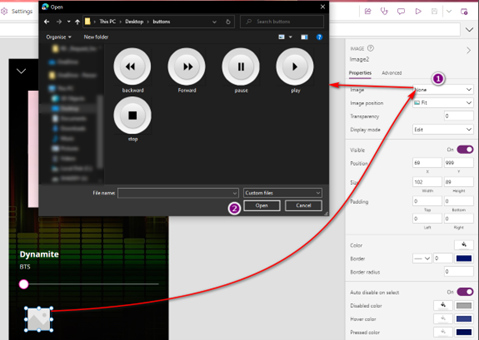 Uploading a custom image control.
