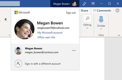 The account manager in Word