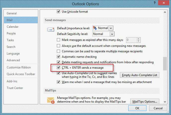 Disable Ctrl+enter to send mail | Microsoft Community Hub