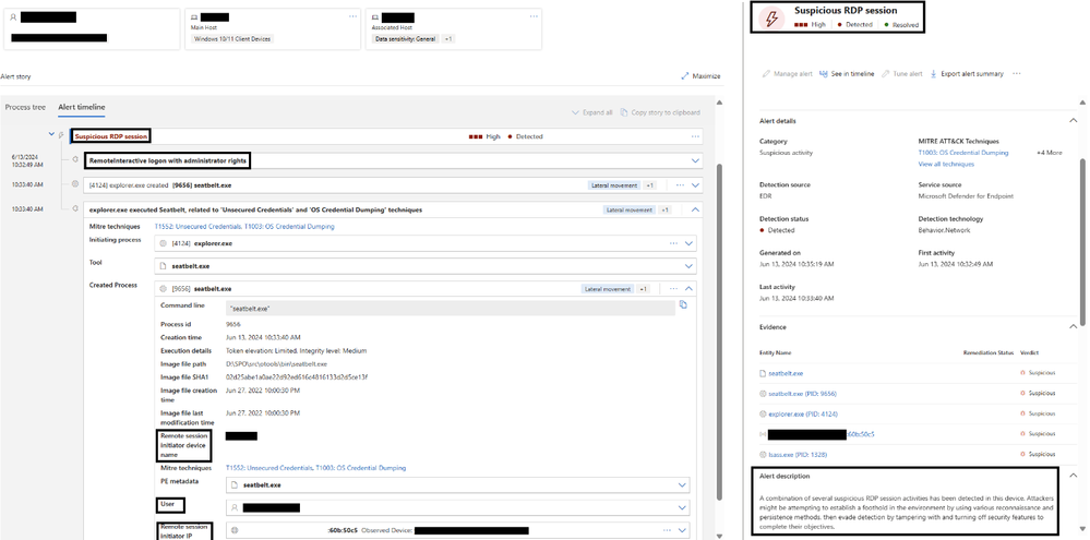 Image 2: Suspicious RDP session alert details