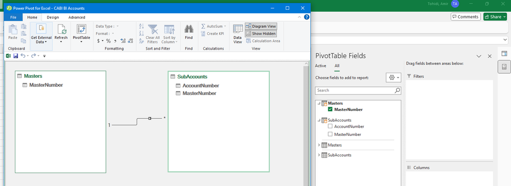 Masters and SubAccounts Data Model and Power Pivot.png