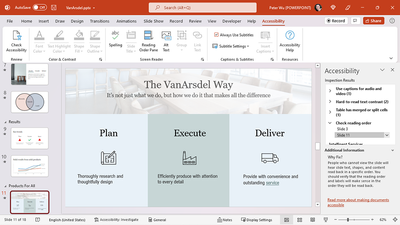Accessibility ribbon in PowerPoint