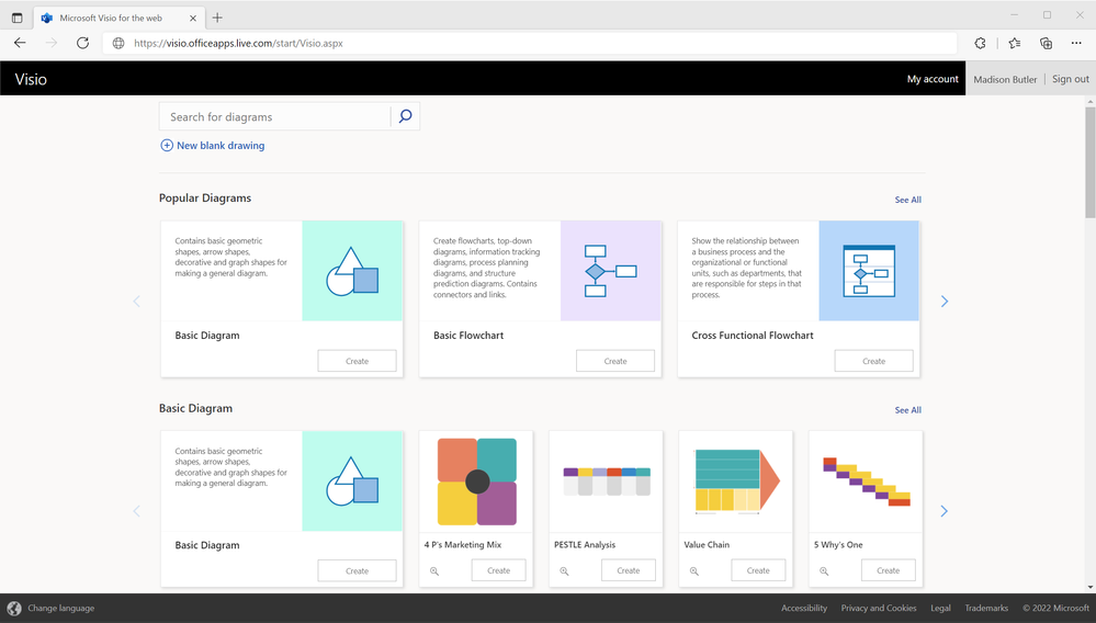 Visio diagrams page