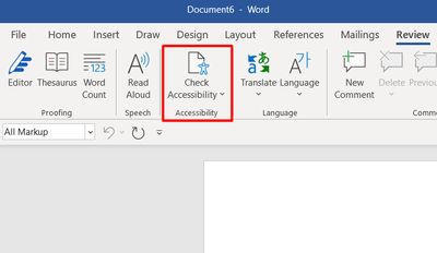 Check Accessibility tool on the ribbon in Microsoft Word