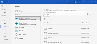 File > Save As > PDF path to creating a PDF in Word.