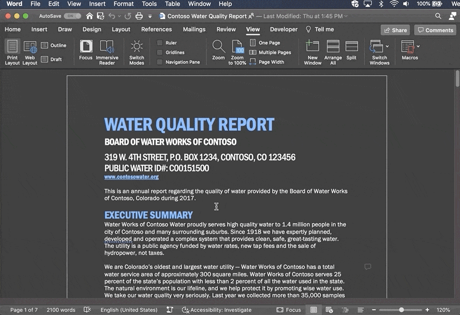 Adjust the settings in Word for Mac