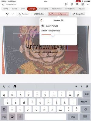 Adjust Transparency slider