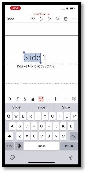 Select the text you want to highlight in PowerPoint for the iPhone