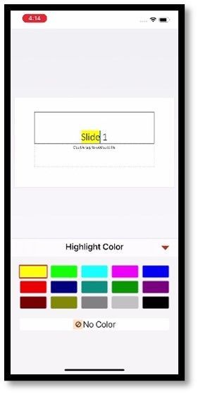 Apply your choice of highlight colors in PowerPoint for the iPhone