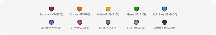 A variety of preset color options for labels