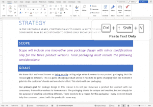 Paste Text Only shortcut