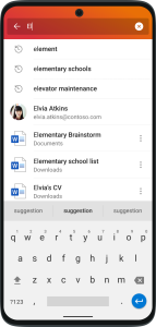 Mobile search screen with the beginning of the name you want to find
