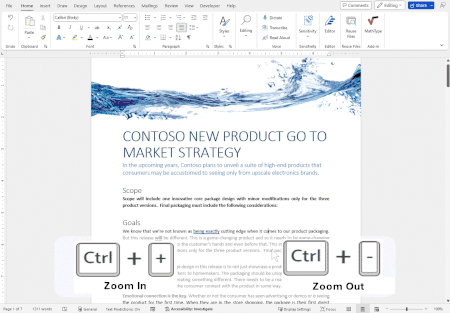 New Zoom shortcuts in Word