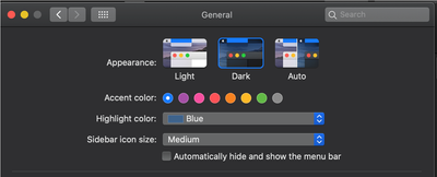Choose Dark in the General dialog box