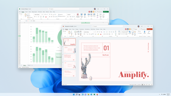 Working on Excel and PowerPoint on Windows 11