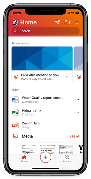 + icon in voice capture in Office Mobile for iOS