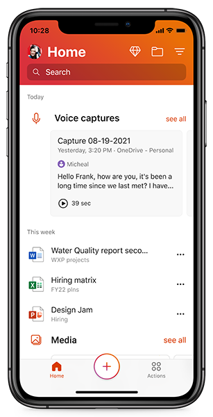 Voice Cards in voice capture interface